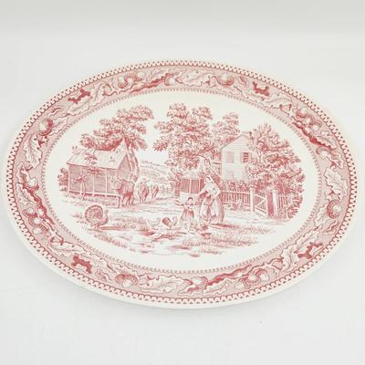 VINTAGE RED TRANSFERWARE PLATTER