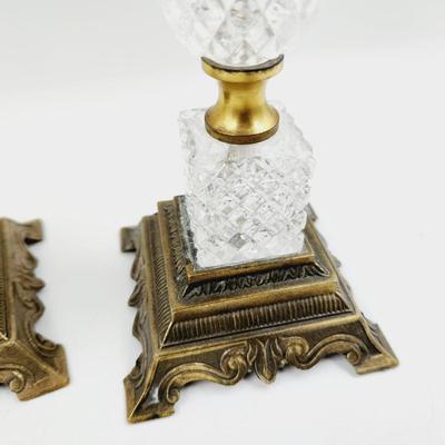 VINTAGE WESTWOOD CRYSTAL & BRASS CANDLE STICK HOLDERS