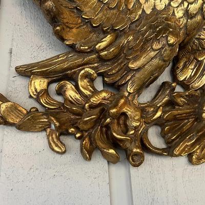 Gorgeous Gold American Bald Eagle Carved Solid Wood Wall Decor