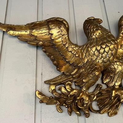 Gorgeous Gold American Bald Eagle Carved Solid Wood Wall Decor