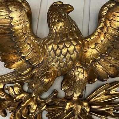 Gorgeous Gold American Bald Eagle Carved Solid Wood Wall Decor