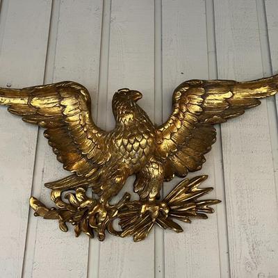 Gorgeous Gold American Bald Eagle Carved Solid Wood Wall Decor