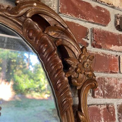 Beautiful Vintage Carved Wood Art Nouveau Style Mirror