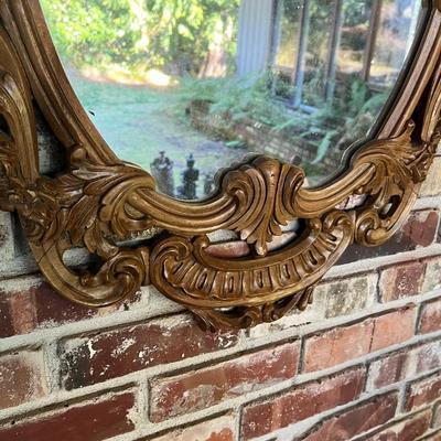 Beautiful Vintage Carved Wood Art Nouveau Style Mirror