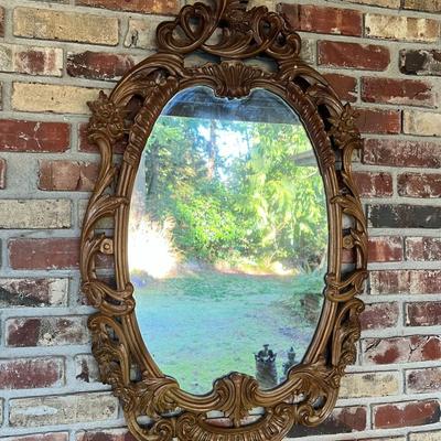 Beautiful Vintage Carved Wood Art Nouveau Style Mirror