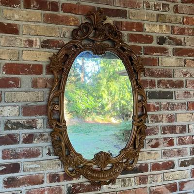Beautiful Vintage Carved Wood Art Nouveau Style Mirror