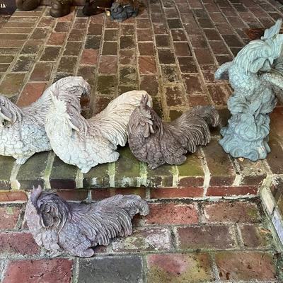 Lot of 6 Decorative Outdoor Roosters