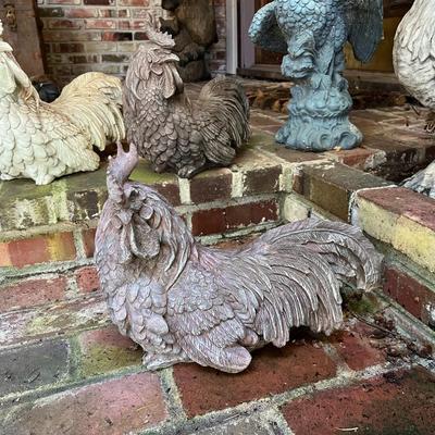 Lot of 6 Decorative Outdoor Roosters