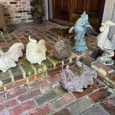 Lot of 6 Decorative Outdoor Roosters