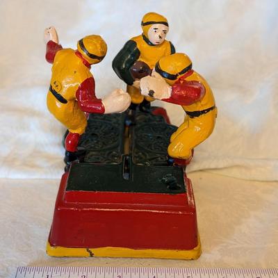 Vintage MECHANICAL RUGBY COIN BANK, CAST-IRON