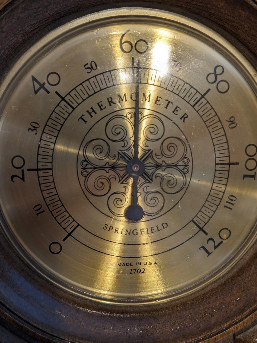Vintage Springfield Thermometer Barometer Humidity Meter Plastic Faux
