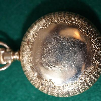 ANTIQUE AMERICAN WALTHAM OPEN FACE POCKET WATCH W/SCREW BACK  ENGRAVED HALF HUNTER CASE