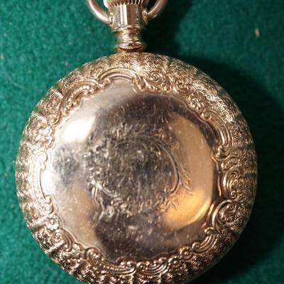 ANTIQUE AMERICAN WALTHAM OPEN FACE POCKET WATCH W/SCREW BACK  ENGRAVED HALF HUNTER CASE