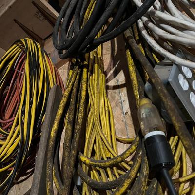 Large Lot of Extension Cords and Electric Cables
