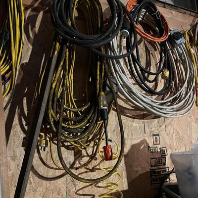 Large Lot of Extension Cords and Electric Cables