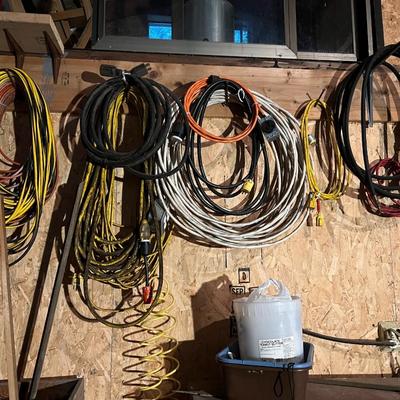 Large Lot of Extension Cords and Electric Cables