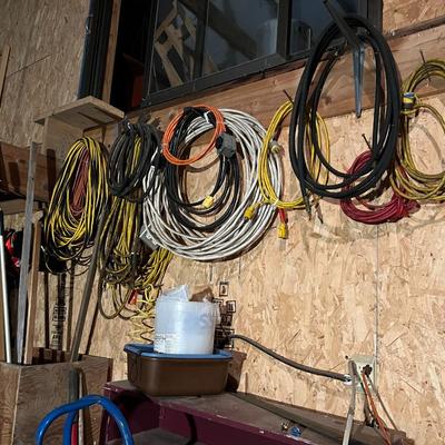Large Lot of Extension Cords and Electric Cables