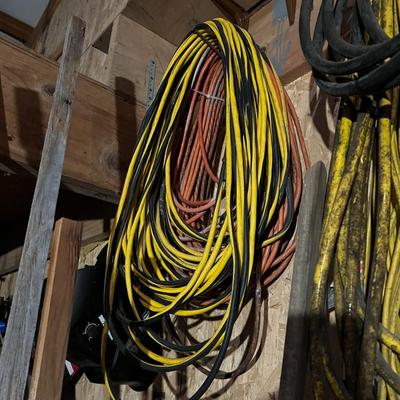 Large Lot of Extension Cords and Electric Cables