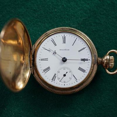 ANTIQUE GP WALTHAM POCKET WATCH 1883 ENGRAVED HUNTERS CASE