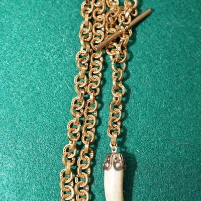 VINTAGE WATCH FOB W/ ANIMAL FANG FOB