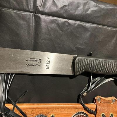 Lot of 2 Machete incl. Corneta No 127 with Decorative Leather Sheath