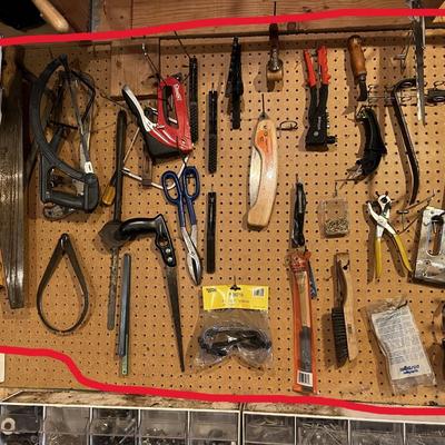 Lot of Assorted Tools incl. Pliers, Saws, Metal Brushes, Staplers, and More