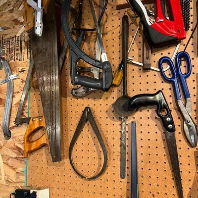 Lot of Assorted Tools incl. Pliers, Saws, Metal Brushes, Staplers, and More