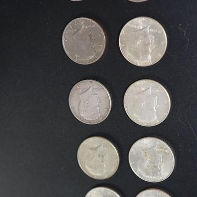 KENNEDY HALF DOLLARS/SIX SILVER CLAD 60'S FOUR COPPER & NICKEL 10 TOTAL