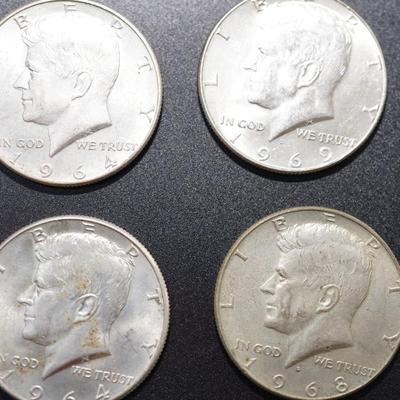 KENNEDY HALF DOLLARS/SIX SILVER CLAD 60'S FOUR COPPER & NICKEL 10 TOTAL