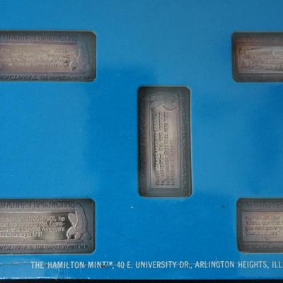 HAMILTON MINT "OUR GREATEST AMERICANS" .999 TROY OUNCE SILVER BARS FIVE