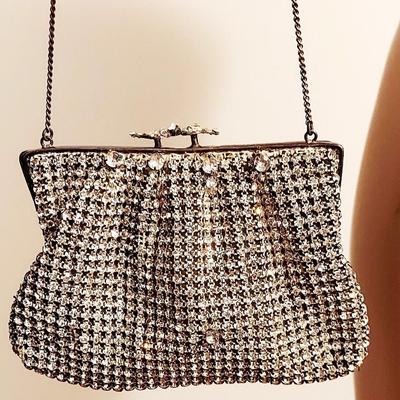 Antique Austrian Crystals Evening Silver bag France