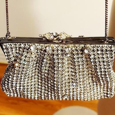 Antique Austrian Crystals Evening Silver bag France