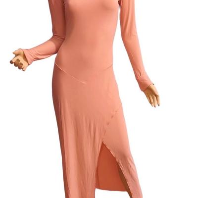 Hah Dress Antique Pink  Maxi Plunge Back Soft Jersey