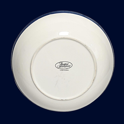 Blue, White & Red Ceramic Plate & Large Bowl