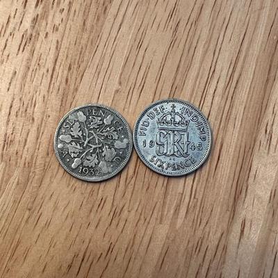 Pair of Silver Sixpence George V & VI