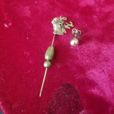 10k Elks stick pin and stud ear ring