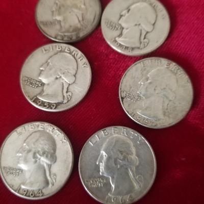 7 US silver quarters