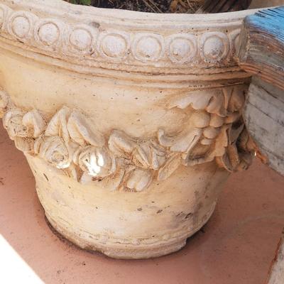 vintage large concrete flower pot