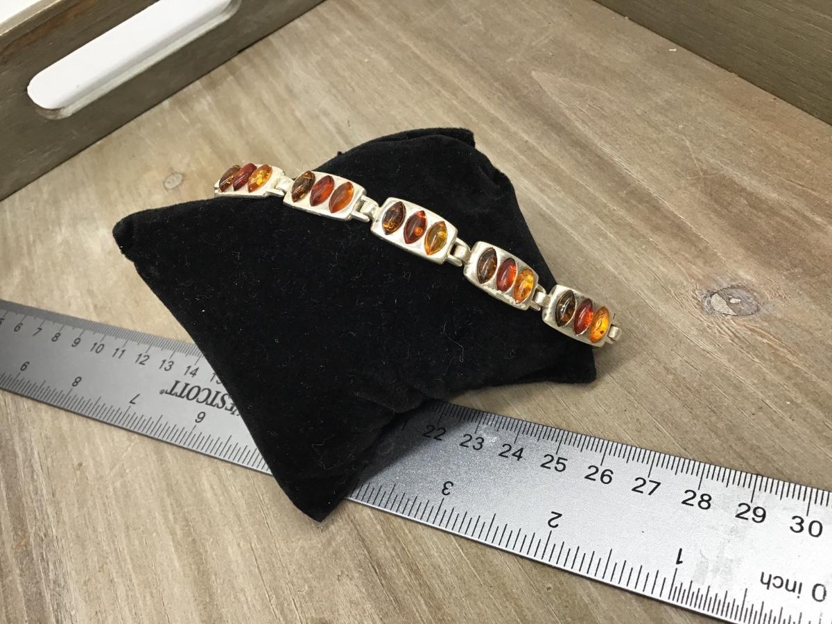 Vintage MultiColor Hinged Bracelet Sterling Silver Marked