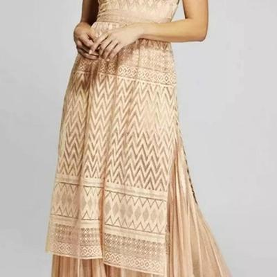 Lace/Tulle Marciano Pretty in Coral Maxi Fluid Dress Spaghetti Straps