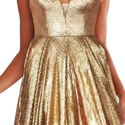 Vtg Gold metallic Jovani Ball Gown Sweetheart Neckline
