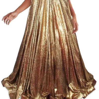 Vtg Gold metallic Jovani Ball Gown Sweetheart Neckline