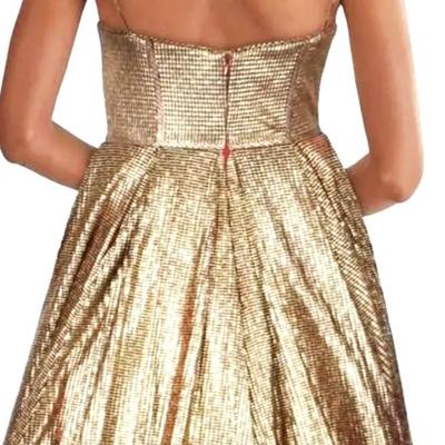 Vtg Gold metallic Jovani Ball Gown Sweetheart Neckline