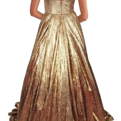 Vtg Gold metallic Jovani Ball Gown Sweetheart Neckline