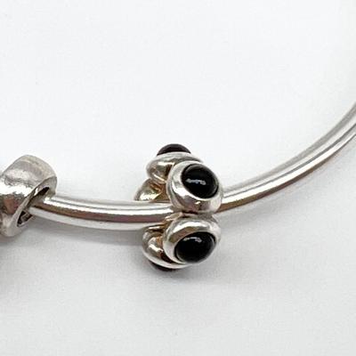 PANDORA ~ 925 ~ 7.5” Bangle Bracelet ~ Plus (2) Beads
