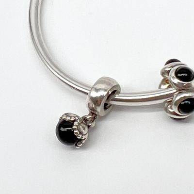 PANDORA ~ 925 ~ 7.5” Bangle Bracelet ~ Plus (2) Beads