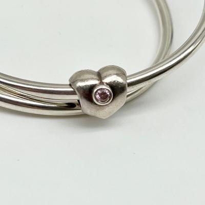 PANDORA ~ 925 ~ 7.5” Double Bangle Bracelet ~ Plus (1) Bead