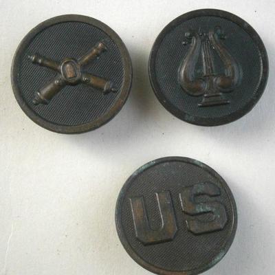 19th Century US Army Artillery & Band Lapel Buttons
