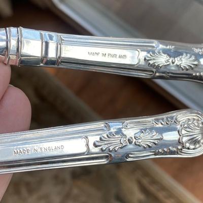 silver plate cake knife and server.