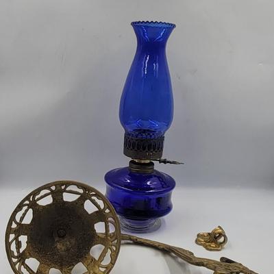 Cobalt Blue Oil Lamp Ensemble